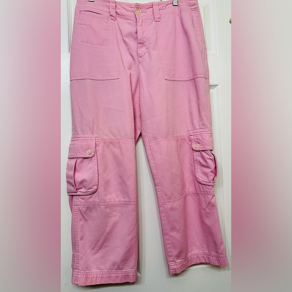 Ralph Lauren Pants Green Label Summer Pink Cropped Cargo Cotton Rayon Size 8